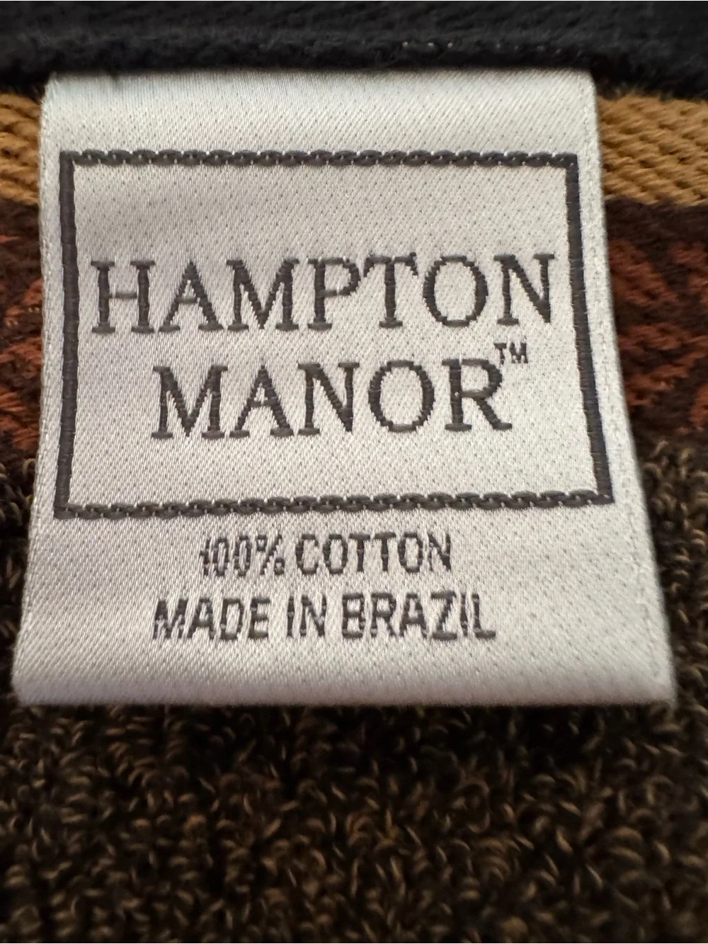 Vtg Hampton Manor Brown Cotton Towel Set 5-Pc Early 2000s